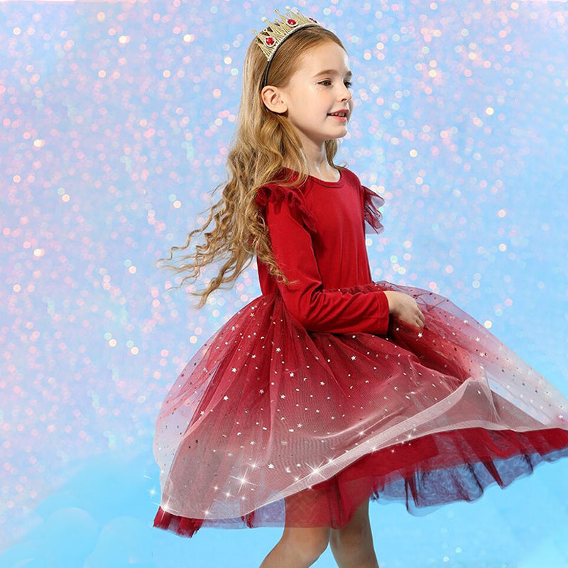 Children's dress with tulle skirt and glitter