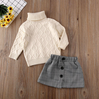 Children's 2-piece set with plaid skirt