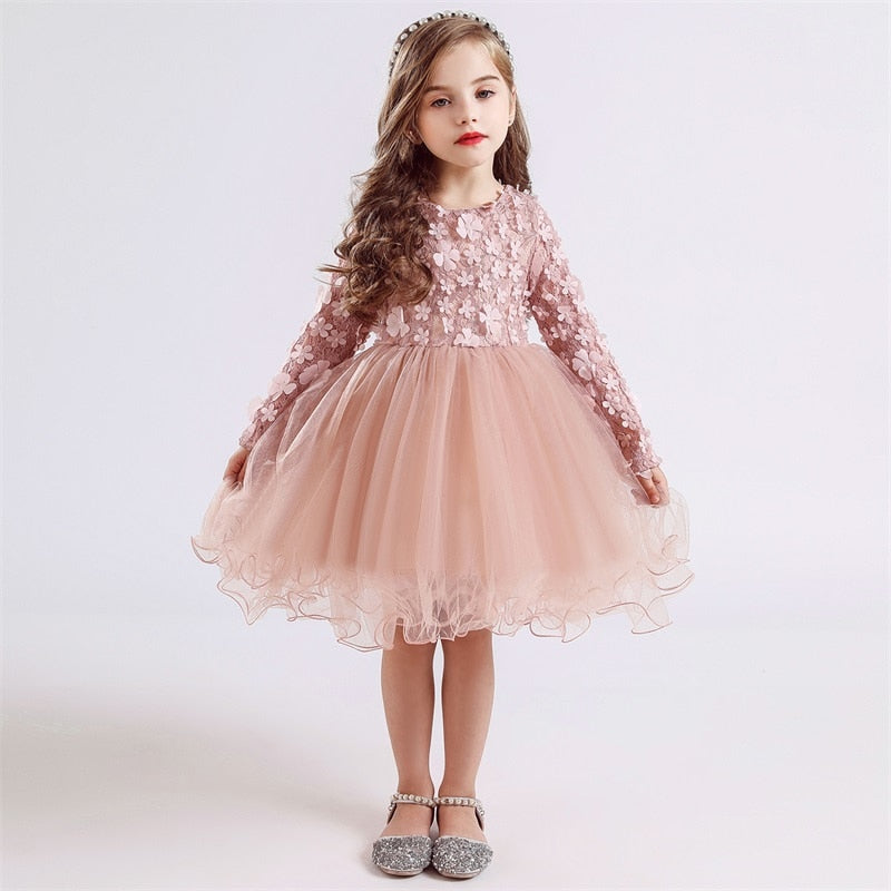 Children's Flower Design Princess Dress