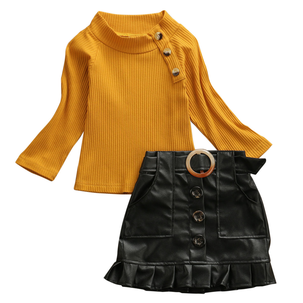 Children's set with skirt and yellow blouse