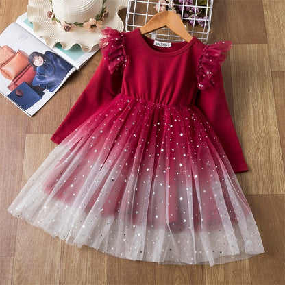 Children's dress with tulle skirt and glitter