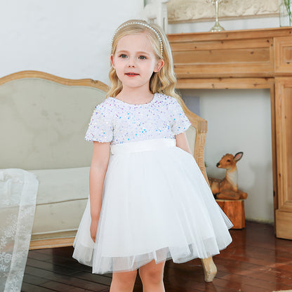 Children's Party Dress with glitter and tulle skirt