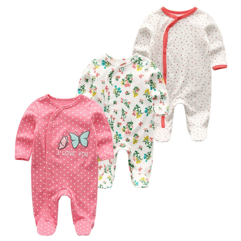 Kit 3 Printed Baby Girl Jumpsuit