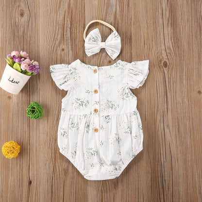 Baby Bodysuit with flowers + headband