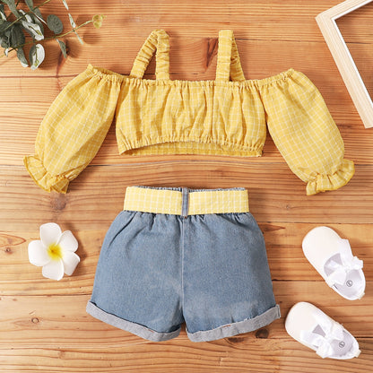 Children's set yellow top with shorts