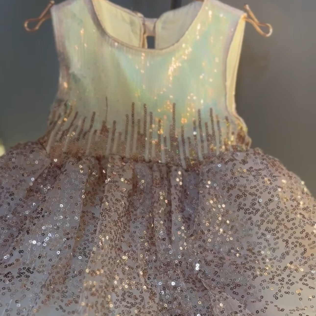 Children's Shiny Princess Dress with Bow