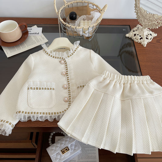 Luxury Pearl Buttons Set with Skirt