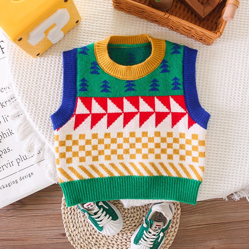 Men's Children's Set 3 Pieces Colorful Sweater