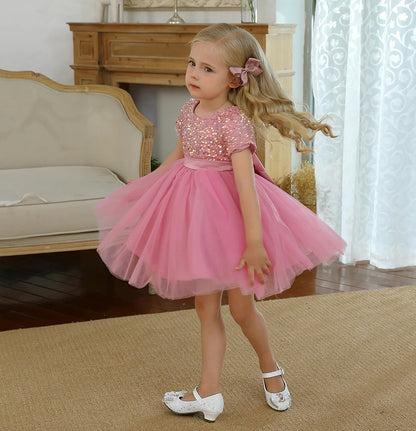 Children's Party Dress with glitter and tulle skirt