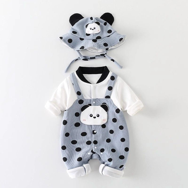 Children's Panda Hat Jumpsuit