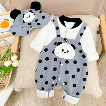 Children's Panda Hat Jumpsuit