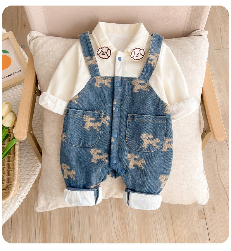 Children's Jumpsuit Buttons Puppy