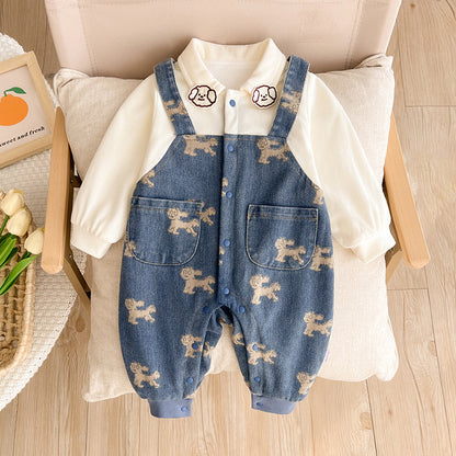 Children's Jumpsuit Buttons Puppy