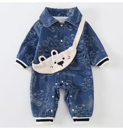 Children's Teddy Bear Jumpsuit + Bag