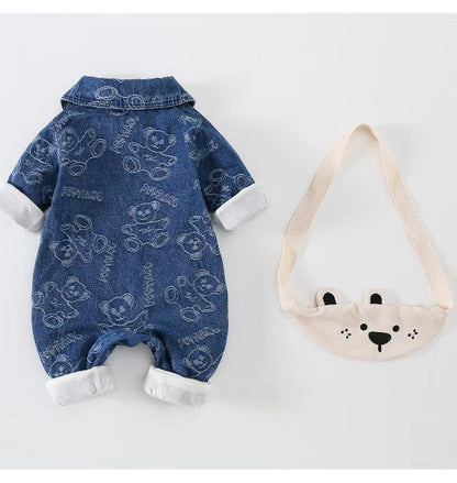 Children's Teddy Bear Jumpsuit + Bag