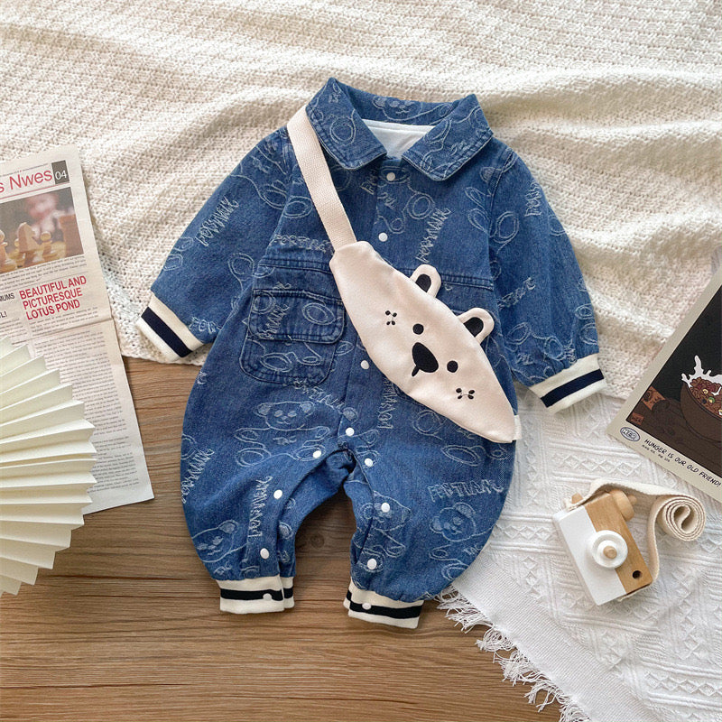 Children's Teddy Bear Jumpsuit + Bag