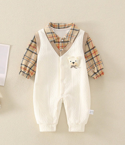 Children's Teddy Bear Plaid Jumpsuit