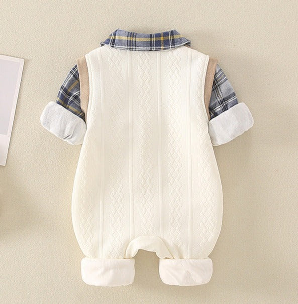 Children's Teddy Bear Plaid Jumpsuit