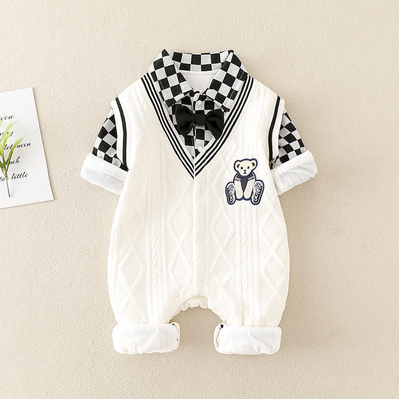 Children's Teddy Bear Plaid Jumpsuit