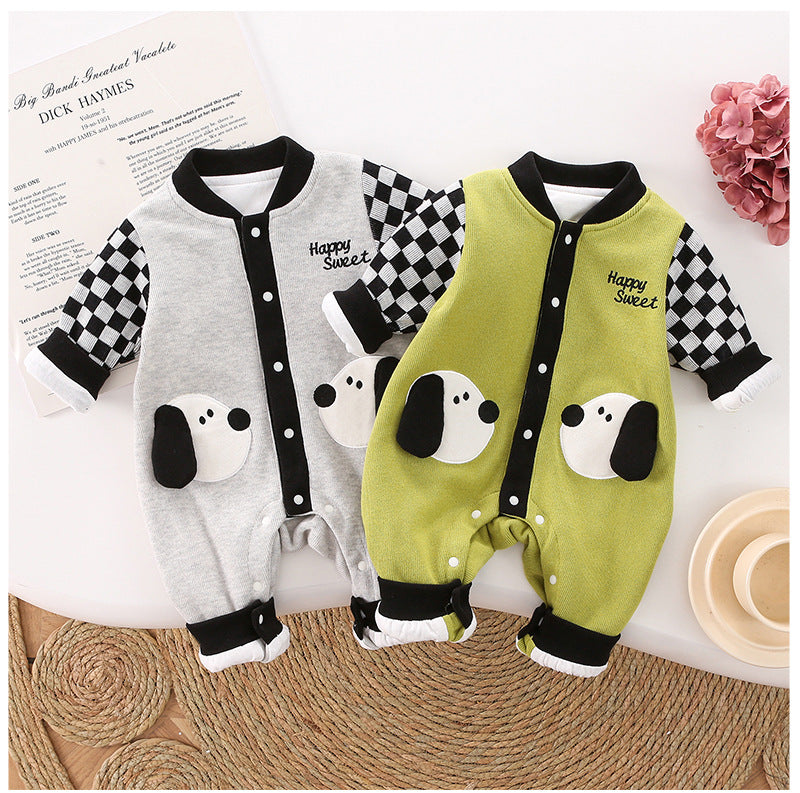 Children's Plaid Puppy Jumpsuit