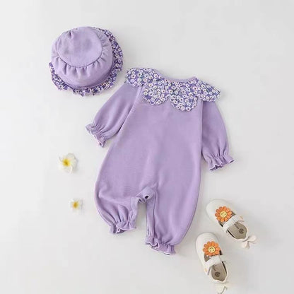 Women's Children's Jumpsuit Flowers + Hat