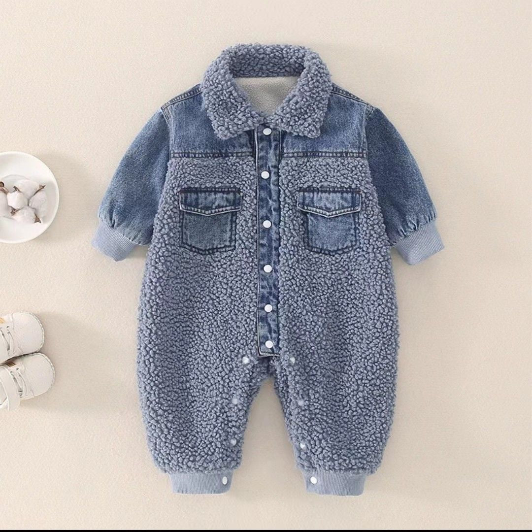 Children's Plush Jeans Jumpsuit