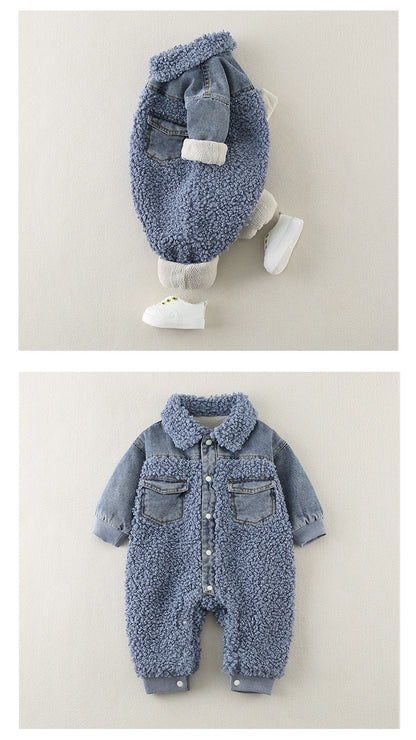 Children's Plush Jeans Jumpsuit