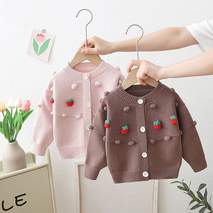 Strawberries and Polka Dots Children's Cardigan