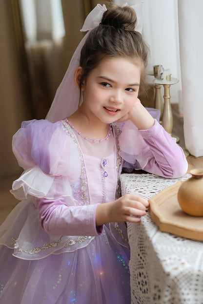 Princess Long Sleeve Shiny Children's Dress