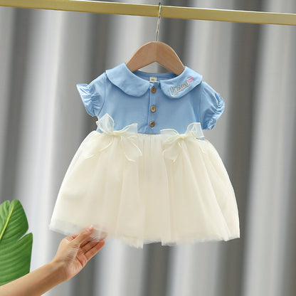 Children's Dress with Bow Collar