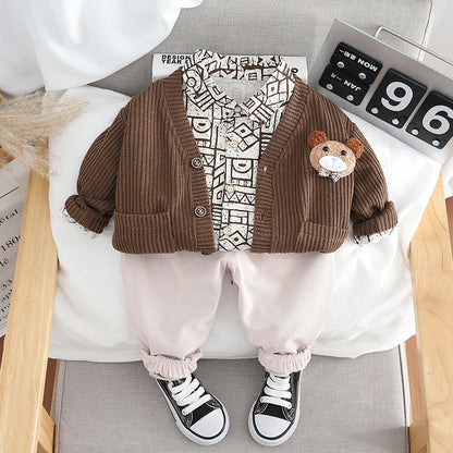 Men's Children's Set 3-Piece Knitted Bear