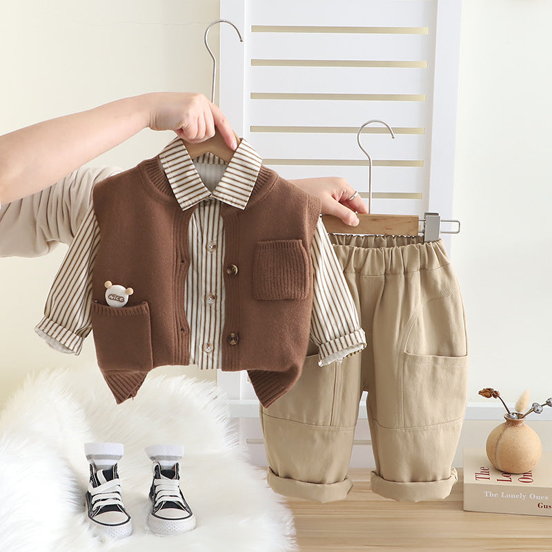 Boys' Striped Teddy Bear Set