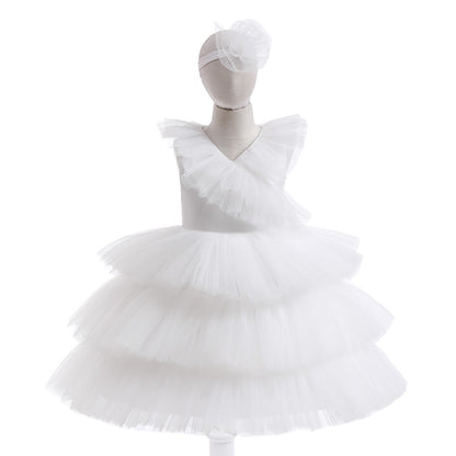 Children's Tulle Layered Bow Dress