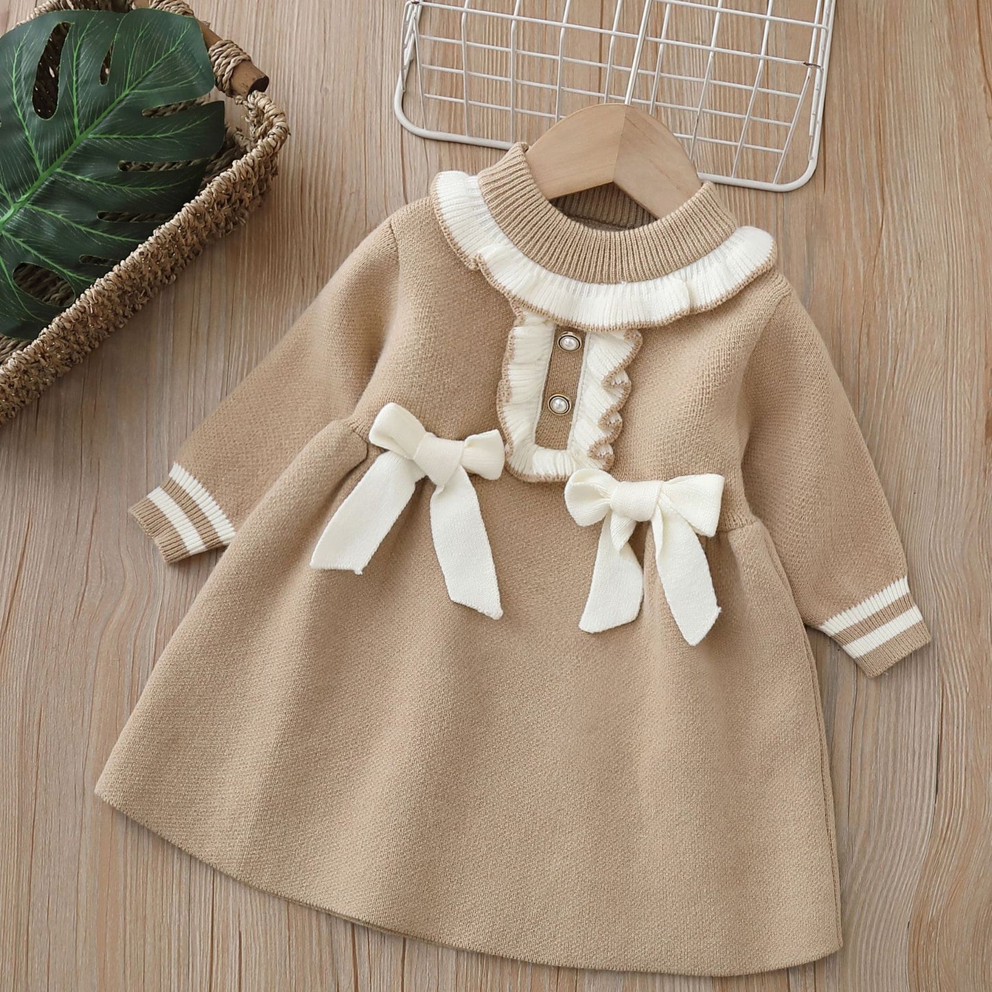Children's Knitted Dress with Bows