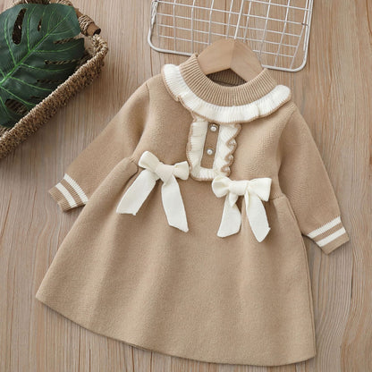 Children's Knitted Dress with Bows