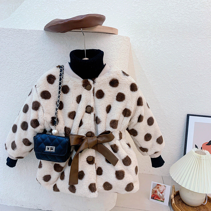 Women's Plush Polka Dot Children's Coat