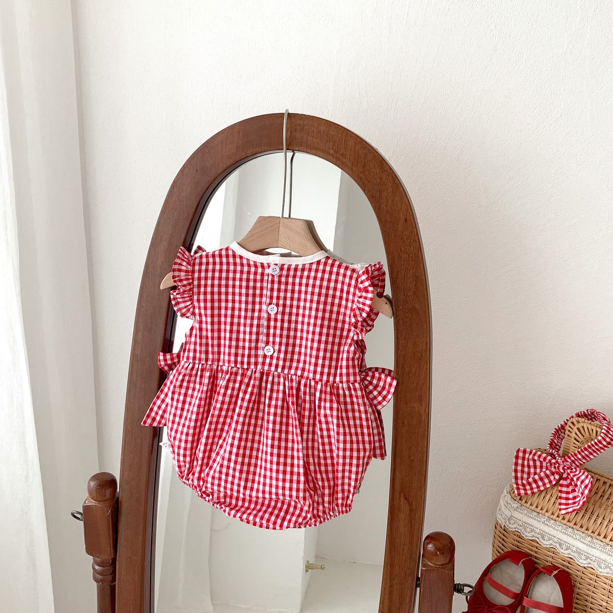 Girls' Plaid Strawberry Bodysuit