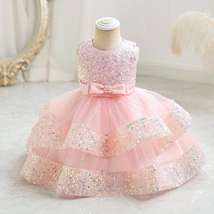 Shiny Bowknot Children's Party Dress