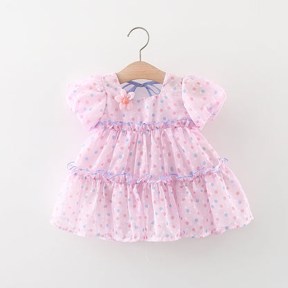 Children's Dress Polka Dots and Little Flower