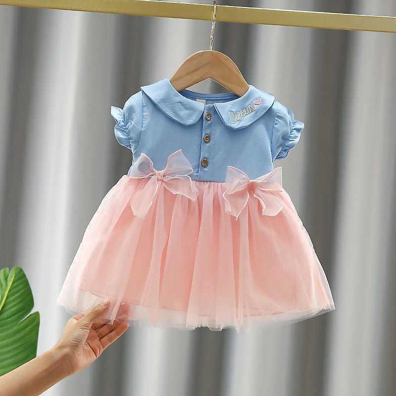 Children's Dress with Bow Collar