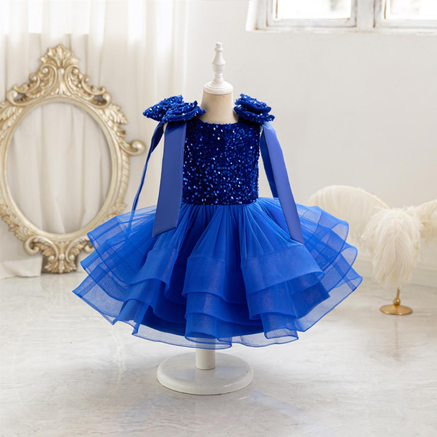 Shiny Children's Party Dress with Bow