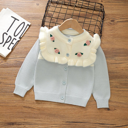 Children's Floral Collar Cardigan