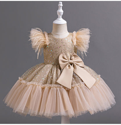 Shiny Bowknot Children's Party Dress