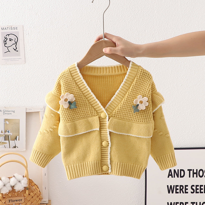 Children's Cardigan Knitted Flowers