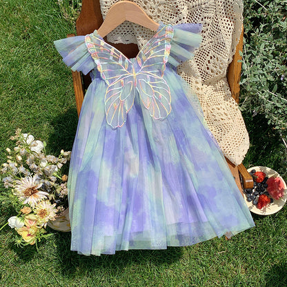 Children's Dress Tulle Flowers and Butterflies