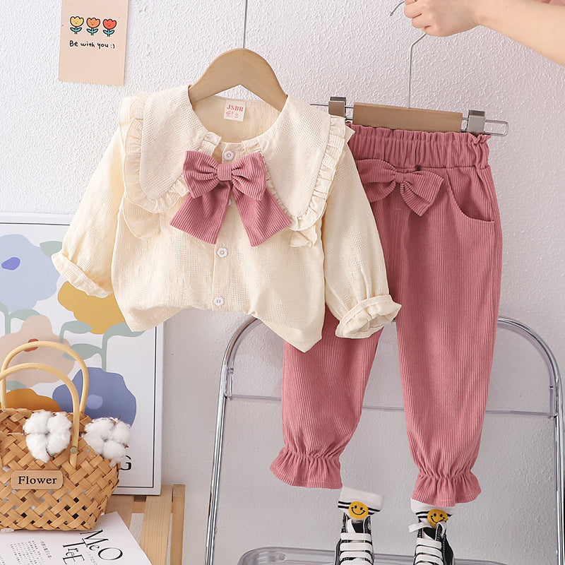 Women's Children's Set Bow Buttons