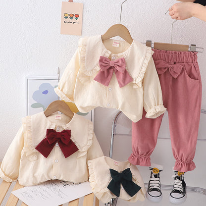 Women's Children's Set Bow Buttons