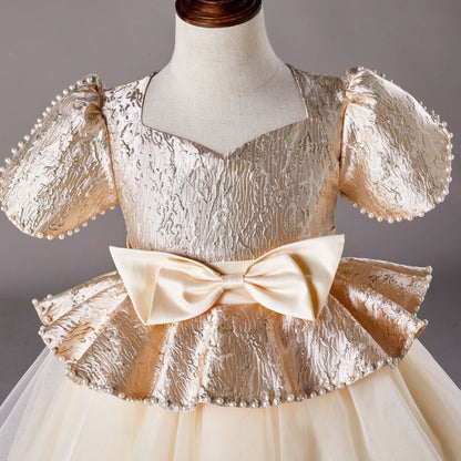 Gold Lace Children's Party Dress