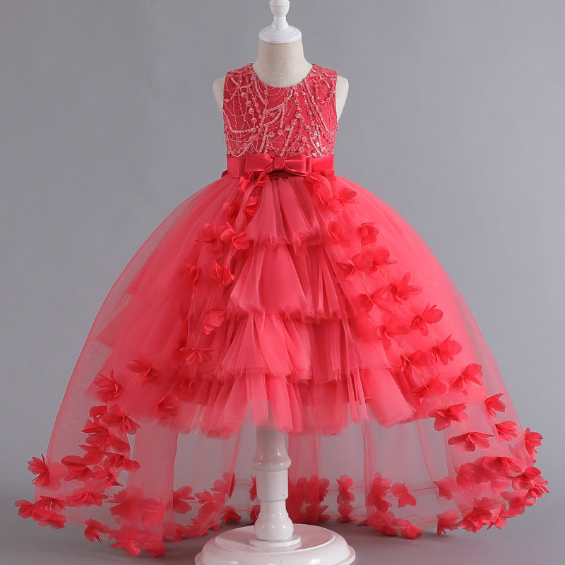 Bright Flowers and Bow Children's Party Dress