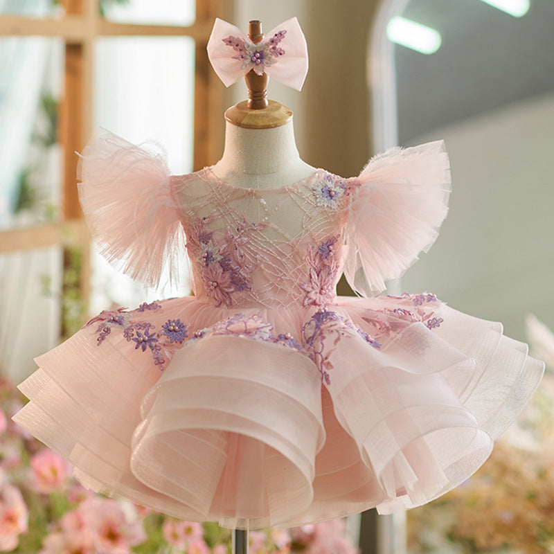 Pink Flowers Children's Party Dress